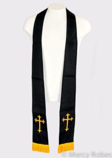 Reversible Stole Rvs002 (Black-Gold/White-Gold)