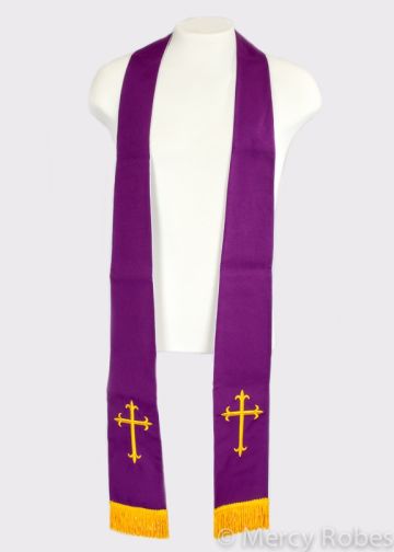 Reversible Stole Rvs003 (Red Purple/Gold & White/Gold)