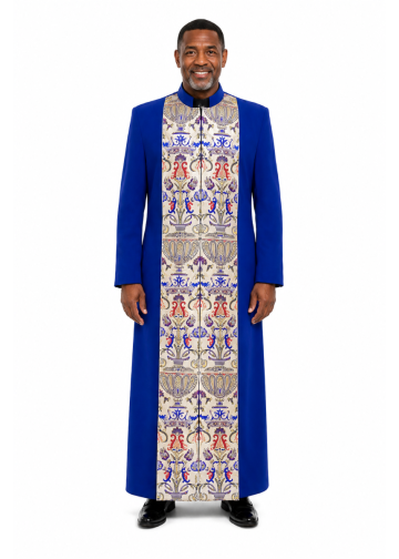 Mens Clergy Cassock Robe Style ZRT206 (Royal Blue/Liturgical Tapestry)
