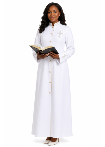 Womens Robe Style LR142 (White/Gold)