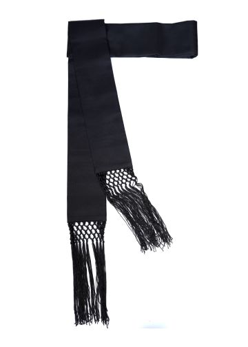 Band Cincture Style ITA2025 With Knotted Fringe (Black) Imported