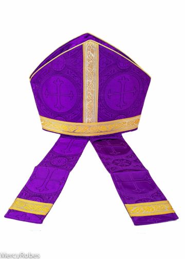 Bishop Mitre Purple LT/Gold Style Mt003