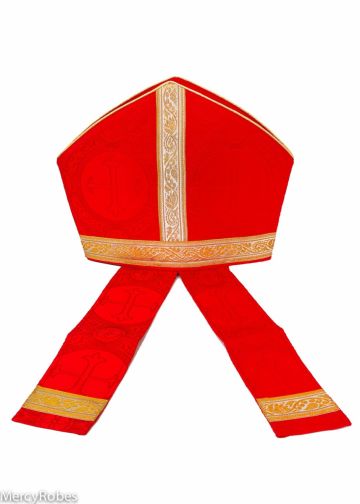 Bishop Mitre Red LT/Gold Style Mt003