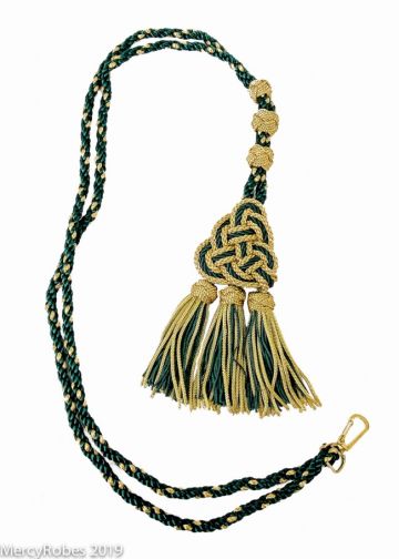 Bishop Tassel Pectoral Cord (Green/Gold) 02