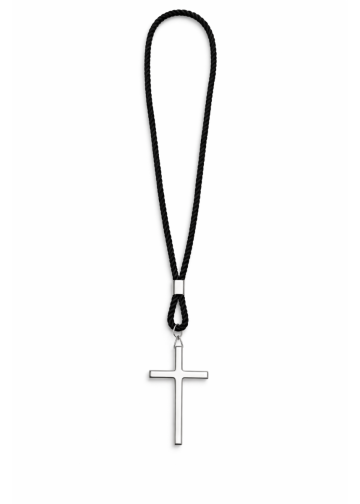 Black 6.3 mm Clergy Cord With Silver Cross