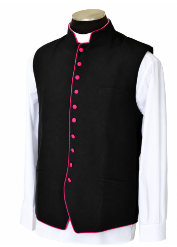 Clergy Vest (Black/Fuchsia)