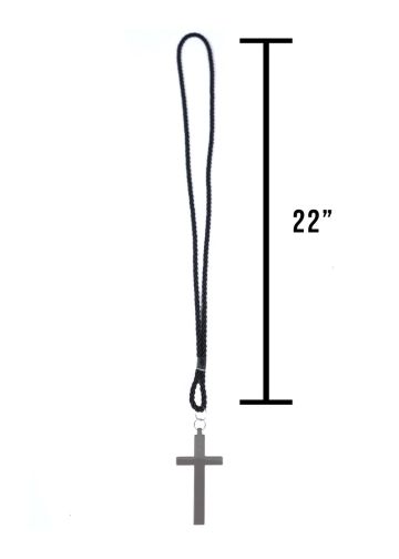 Black Clergy Cord with Slim Stainless Steel Cross Style BCCSSS01