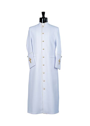 Mens Clergy Robe Style Bae114 (White/Gold)