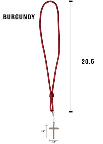 Burgundy Clergy Cord (41") with Silver Cross