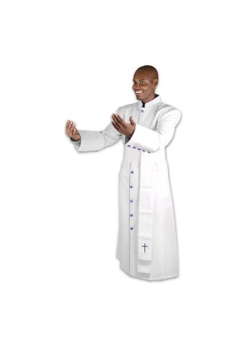 Clergy Robe Style Bpa101 (Cream/Purple) With Band Cincture