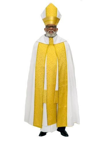 Chasuble, Stole, Long Cape, and Mitre Set Style 58902 (White/Gold)