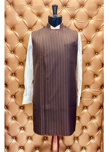Clergy Apron Style 03 (Brown/White Pinstripe)