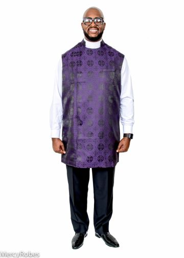Clergy Apron (Black/Purple Small Cross LT)