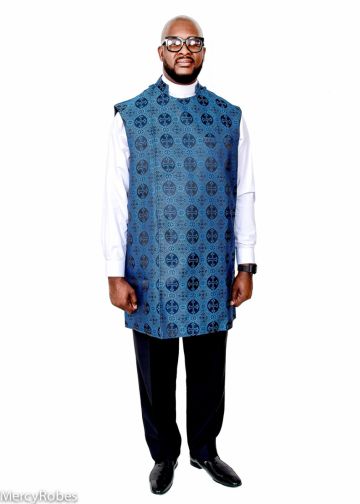 Clergy Apron (Blue-Black Small Cross LT)
