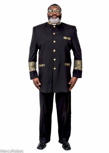 Clergy Jacket Style CJ011 (Black/Blk-Gold LT)