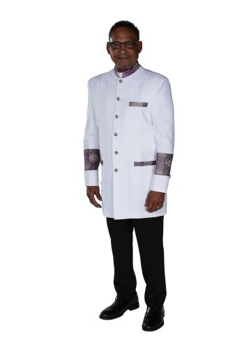 Mens Clergy Jacket CJ011 (White/4th Purple-Gold Lt)
