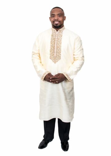 Mens Clergy Kurta Style 7455 (Cream/Gold)