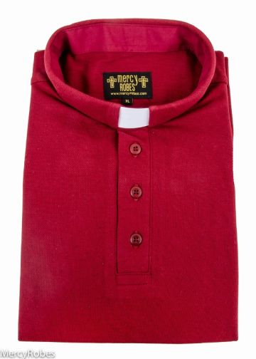 Mens Clergy Polo Short Sleeves Tab Collar Shirt (Burgundy)