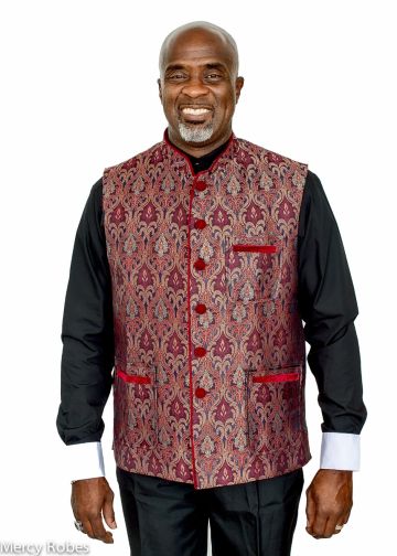 Mens Designer Clergy Vest Style Bnd1361 (Burgundy/Gold)