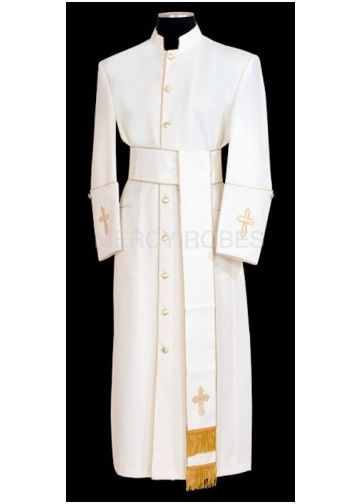 Clergy Robe Style Bae114 (Cream/Gold) With Band Cincture