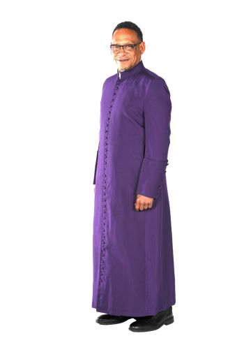 Mens 33 Button Bishop Clergy Cassock Robe (Blue Purple)
