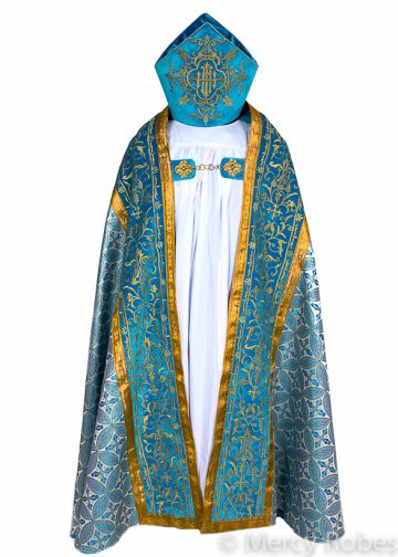 Teal Blue & Gold Cope & Mitre Style Sr102048