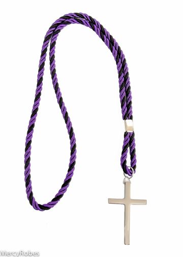 Two Tone Purple/Black Cord With Cross
