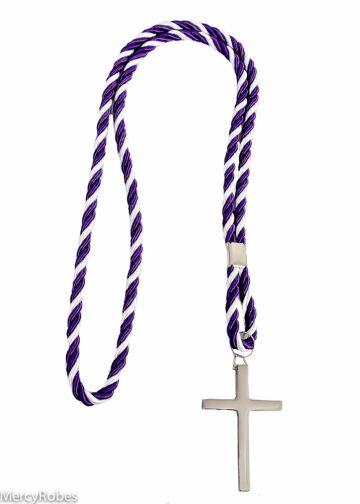 Two Tone Purple/White Cord With Cross