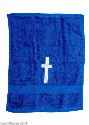 Preaching Hand Towel Cross (Royal/White)
