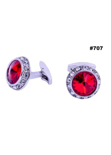 2 PC Cufflinks Style 707 (Silver/Red)