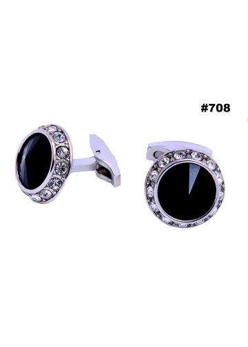 2 PC Cufflinks Style 708 (Silver/Black)
