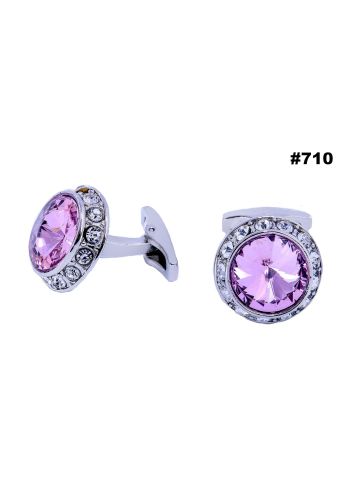 2 PC Cufflinks Style 710 (Silver/Pink)