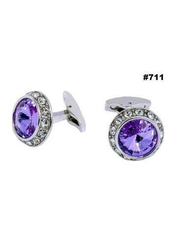 2 PC Cufflinks Style 711 (Silver/Purple)
