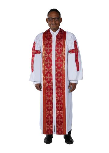Pulpit Robe Peach Skin Style Mercy2024-0306 (White/Red-Gold 4th LT)