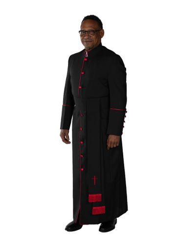 Clergy Robe Style Bpa101 (Black/Red) With Band Cincture