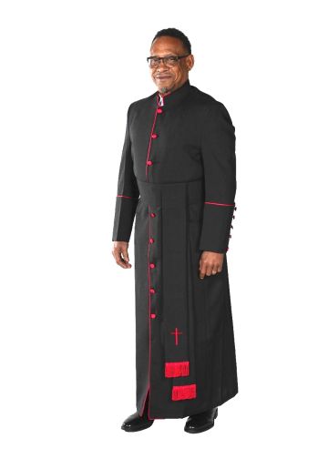 Clergy Robe Style Bpa101 (Black/Red) With Band Cincture