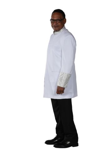 Mens Zipper Twill Clergy Jacket Style CJ2540 (White/Brocade Accents)