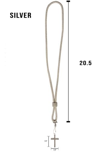 Silver Clergy Cord (41") with Silver Cross