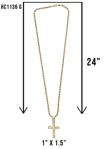 Womens Pectoral Cross With Chain HC-1136 ( G )