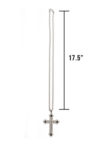 Pectoral Cross With Rope Chain Style SBATS001 SB (Black Stone)