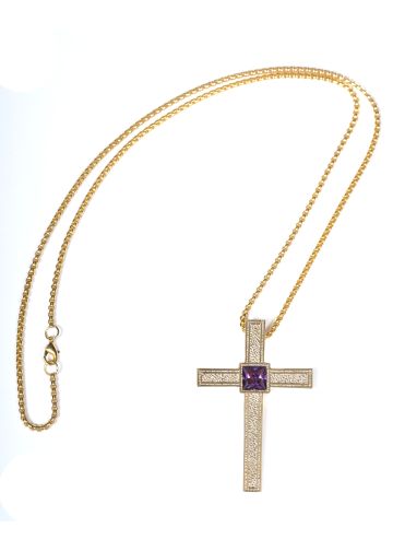 Pectoral Cross Style N74-C442G-A (Purple Stone)