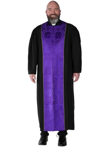 Mens Clergy Robe Style 04082024 (Black/Purple LT)
