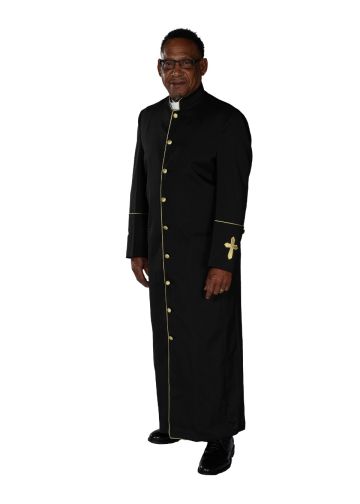 Mens Clergy Robe Style Bae114 (Black/Gold)