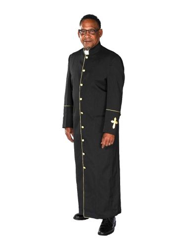 Mens Clergy Robe Style Bae114 (Black/Gold)