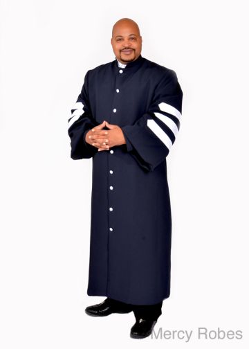 Clergy Robe With Doctoral Bars (Navy/White)
