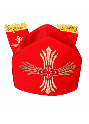 Bishops Mitre (Red/Gold) MT002