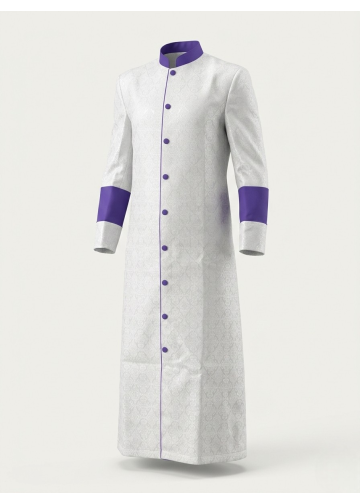 Mens Clergy Robe Style Exh172 (Whitelt/Purple)