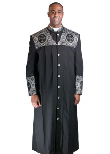 Mens Pleated Clergy Robe Exc2000 (Black/Black-Silver)