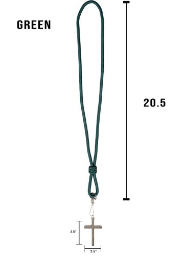 Green Clergy Cord (41") with Silver Cross