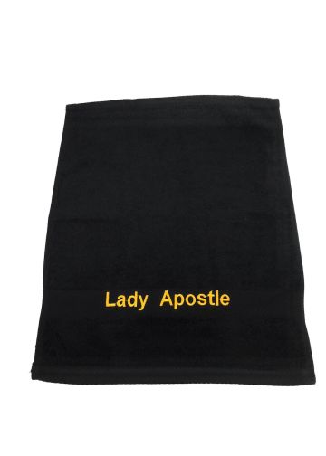 Preaching Hand Towel Lady Apostle (Black/Gold)